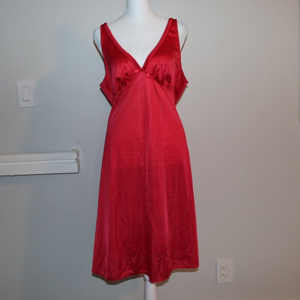 Vintage Vanity Fair Red Nightgown Slip Dress Size 38 / Large